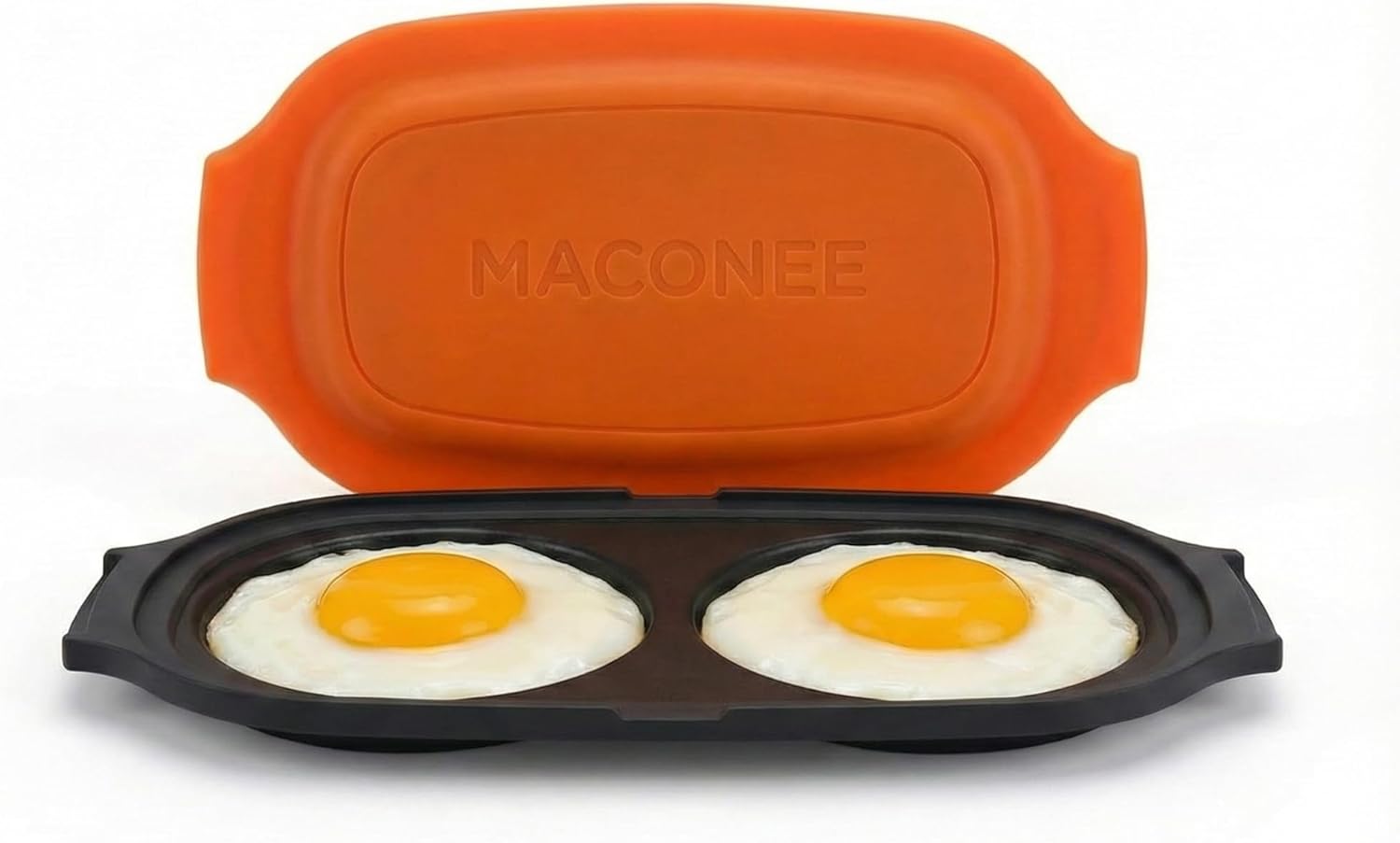 MACONEE Microwave Egg Fryer | Cooker & Poacher for Breakfast Sandwiches | Maker for 2 Eggs | Dishwasher-Safe & BPA-free