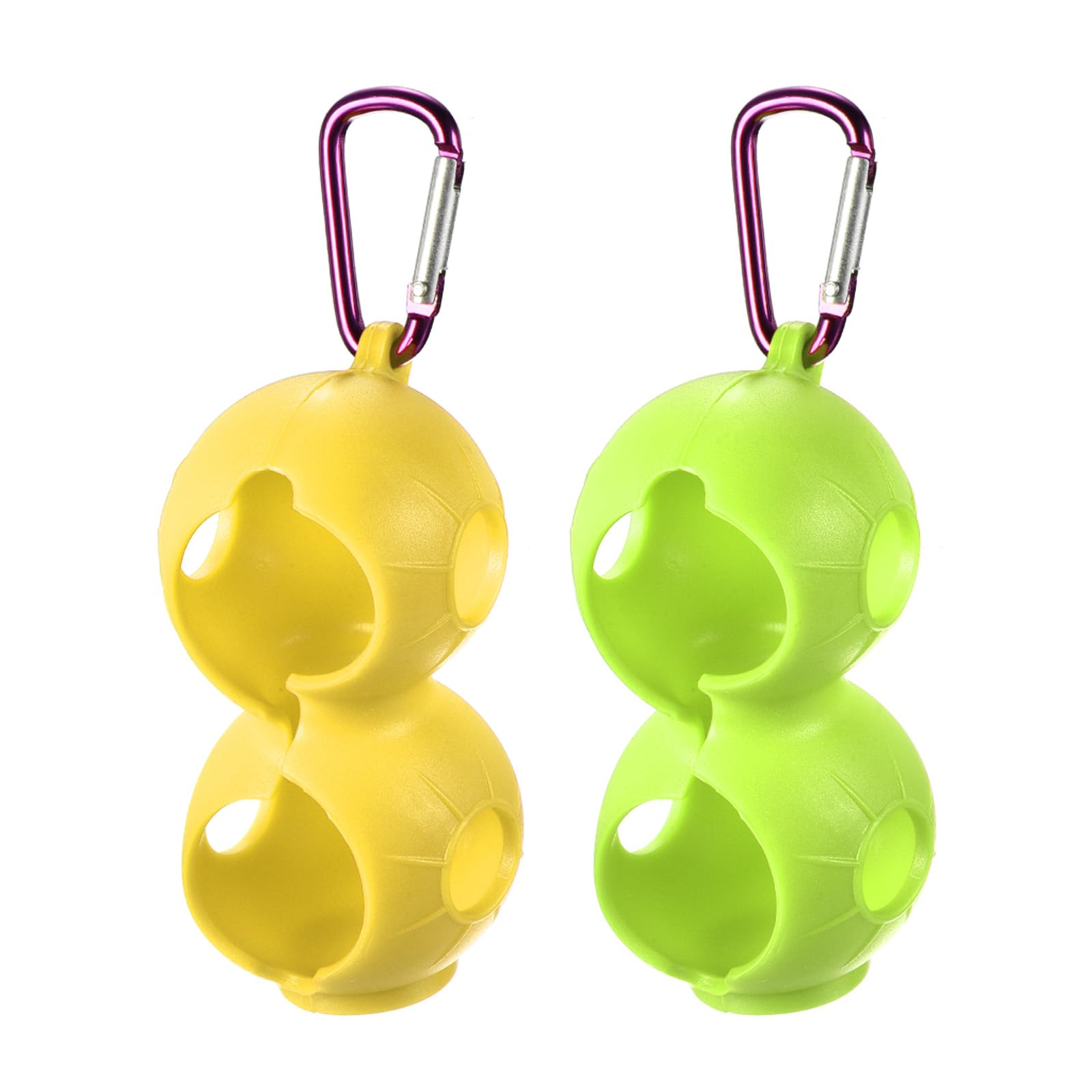 PATIKIL Golf Ball Holder, 2 Pack Silicone 2 Balls Carrier Protective Portable Sleeve with Buckle for Golf Bag Belt Green, Yellow