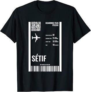 Setif Algeria Boarding Pass Airline Ticket Travel T-Shirt