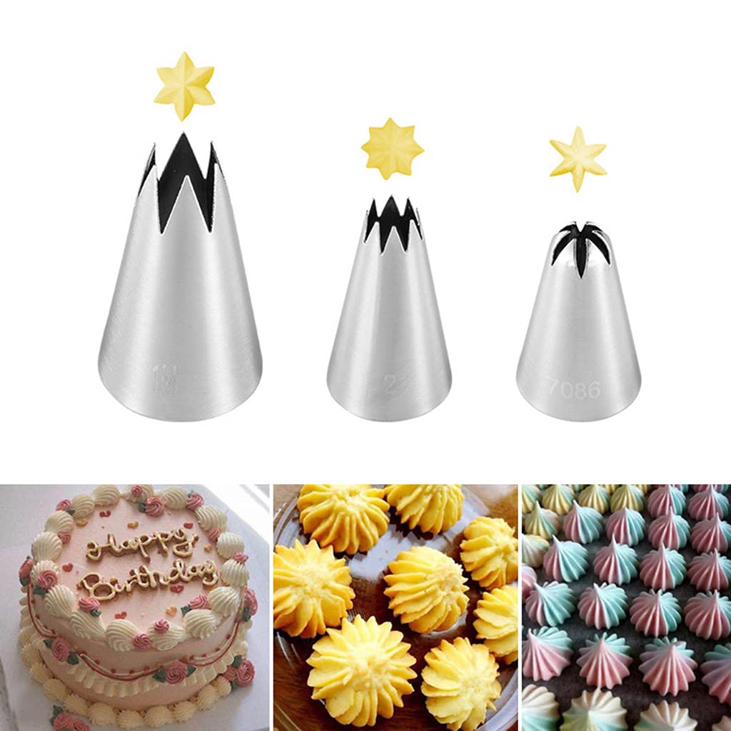 Set di 9 beccucci per decorazioni di torte, 1 m, 2F, 2D, in acciaio inox, per crema al burro, glassa, torte di compleanno, cupcake