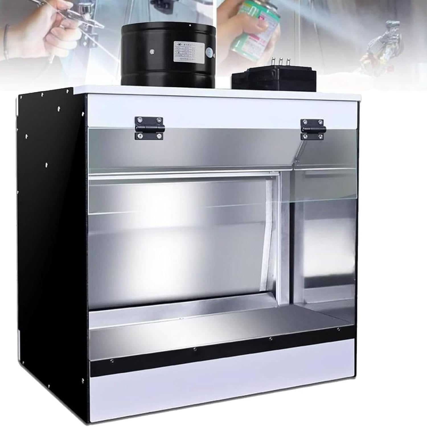 MLYYYDSS Spray Booth with Waterfall & LED Lighting, Airbrush Spray Booth Kit with Water Curtain Exhausting Air, Portable Paint Booth for Models Crafts Cake Nail Art Pottery & Crafts 50 * 50 * 40cm