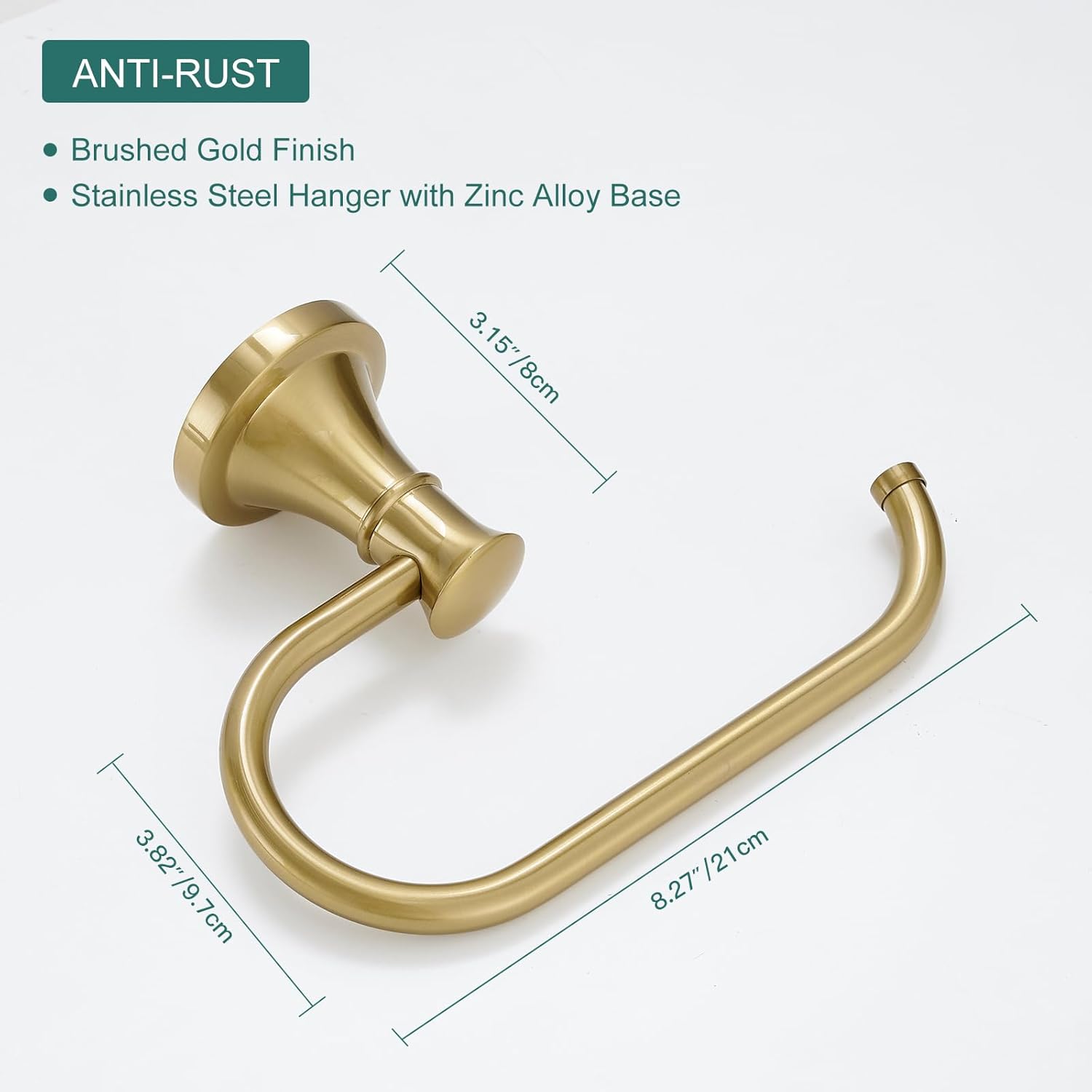 Hoimpro Brushed Gold 2-Piece Bathroom Bath Set, Wall Mounted Bathroom Hardware Fixture (Towel Ring Holder, Toilet Paper Towel Holder), Bathroom Accessories, Stainless Steel and Zinc Alloy