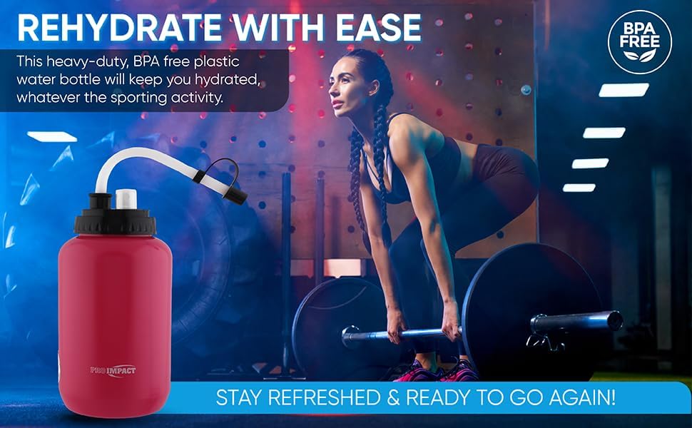 Miniatura 7 de Pro Impact Botella de agua exprimible con popote largo flexible y tapa rociadora, plástico LDPE sin BPA, hidratación para béisbol, hockey, gimnasio,