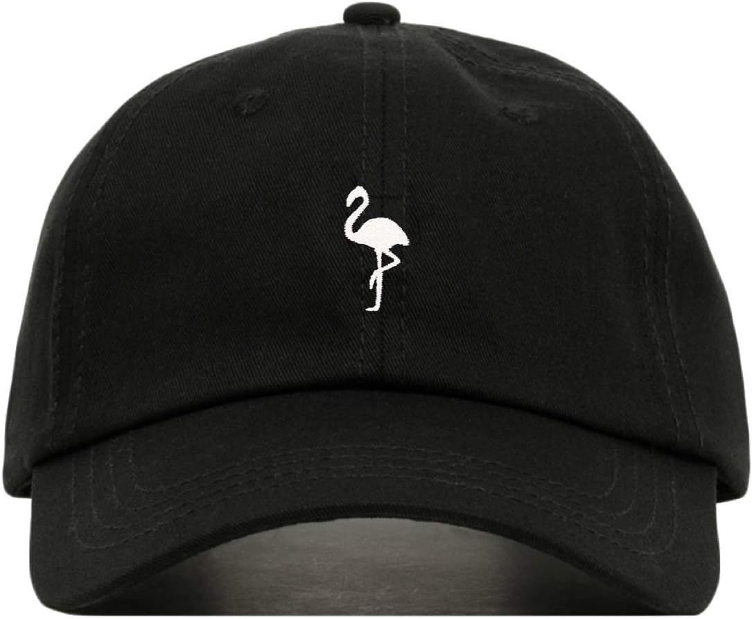 Flamingo Baseball Hat, Embroidered Dad Cap, Unstructured Soft Cotton, Adjustable Strap Back (Multiple Colors)