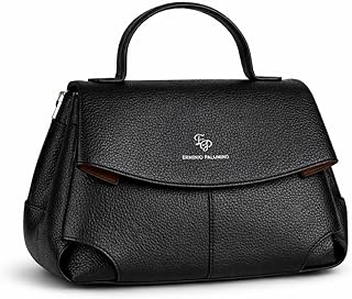 Erminio Palamino Premium Women’s Structured Satchel Handbag | Luxury Pebbled Leather Top Handle Purse | Elegant Multi-Comp...
