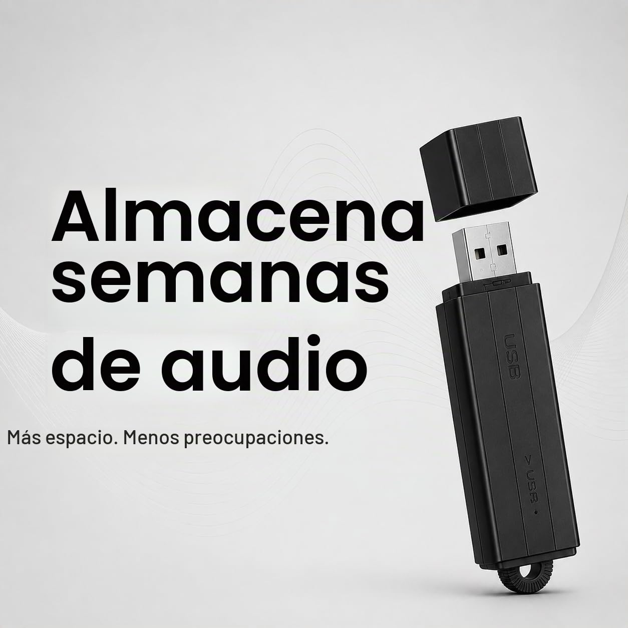 Grabadora de Audio compacta con activación por Voz – 288 Horas de Almacenamiento, 24h de grabación Continua y 25 días en Espera | Sello de Fecha y Hora | Uso Sencillo