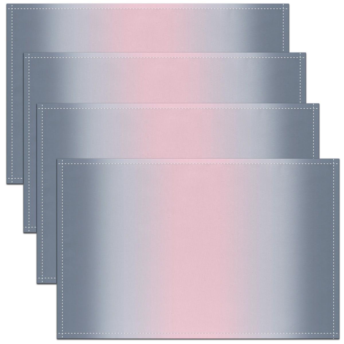 Pink And Grey Ombre Washable Fabric Table Placemat - 45x30cm Gradient Style Abstract Art Table Mats For Kids