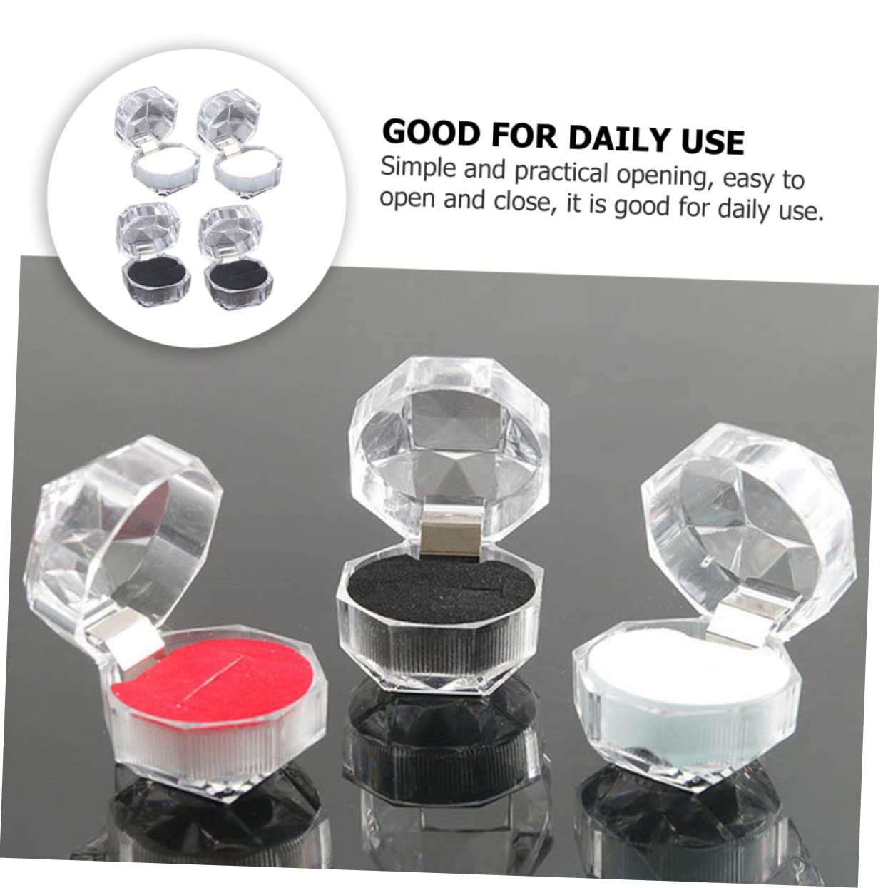 TOPBATHY 50pièces Boîte à Anneau Transparente Pour Fiançailles Mariage Et Présentoirs De Bijoux Rangement Pratique Et Élégant Pour Anneaux Colliers Et Boucles Oreilles