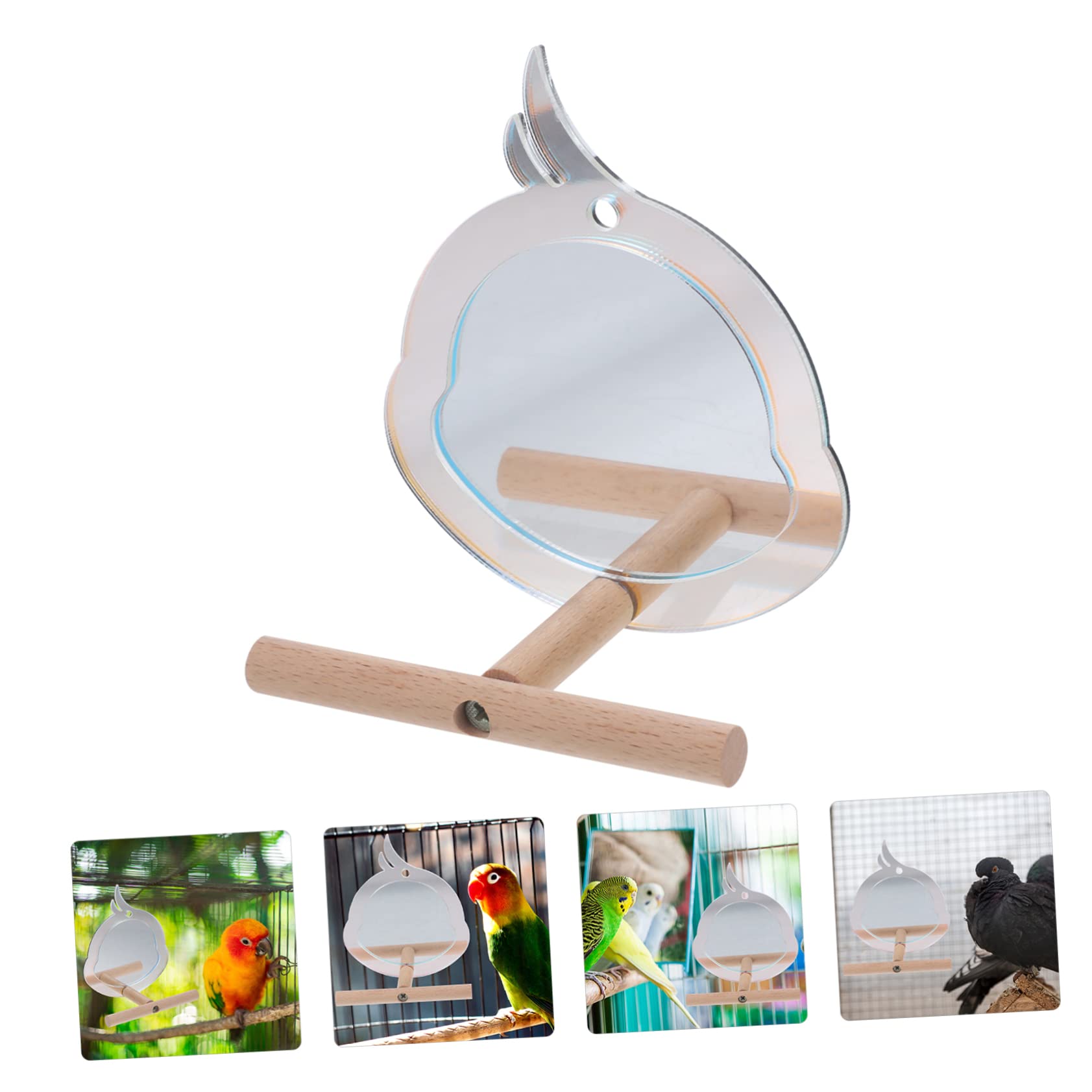 BESPORTBLE 5pezzi Posatoio Per Pappagalli Con Specchio Trespolo Resistente e Giocattolo Creativo Per Uccelli Accessorio Per Allenamento e Divertimento Di Pappagalli e Piccoli Animali