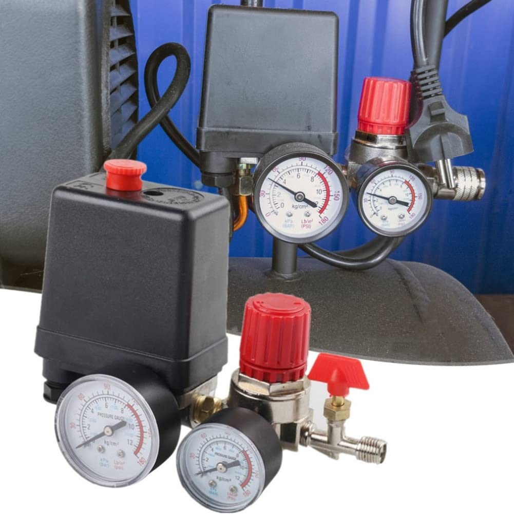 Pressostato Compressore Aria 4 Fori 15A 240V Con Valvola Regolabile 5-8 BAR