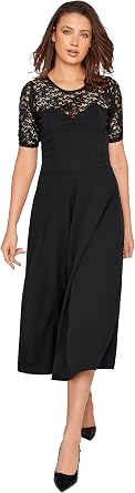 Long Tall Sally Women Tall Lace Midi Dress Black
