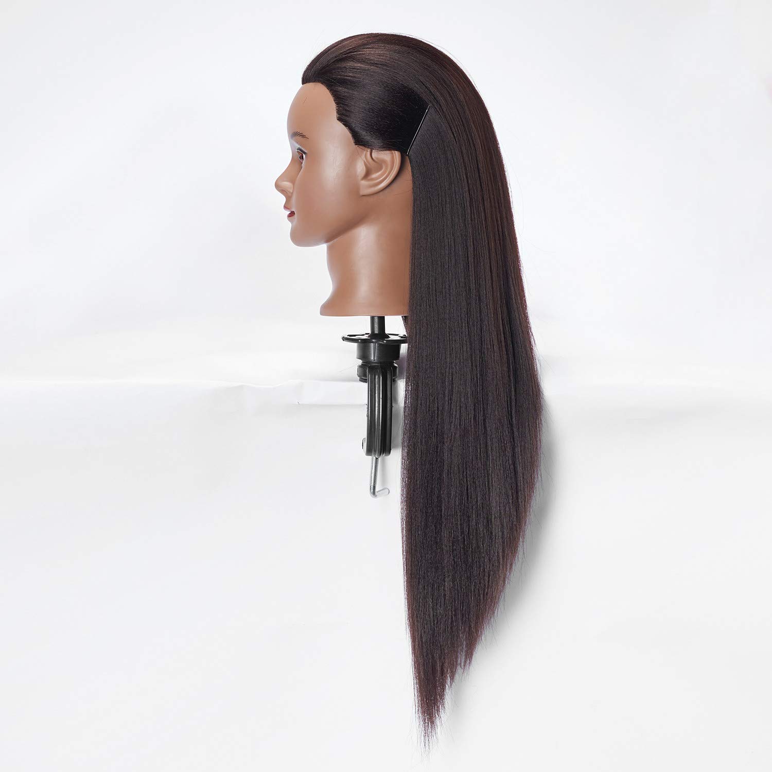26-28'' Mannequin Head Yaki Synthetic Fiber Hair Styling Training Head Dolls for Cosmetology Manikin Maniquins Practice Head with Stand (6611BY0220) thumbnail