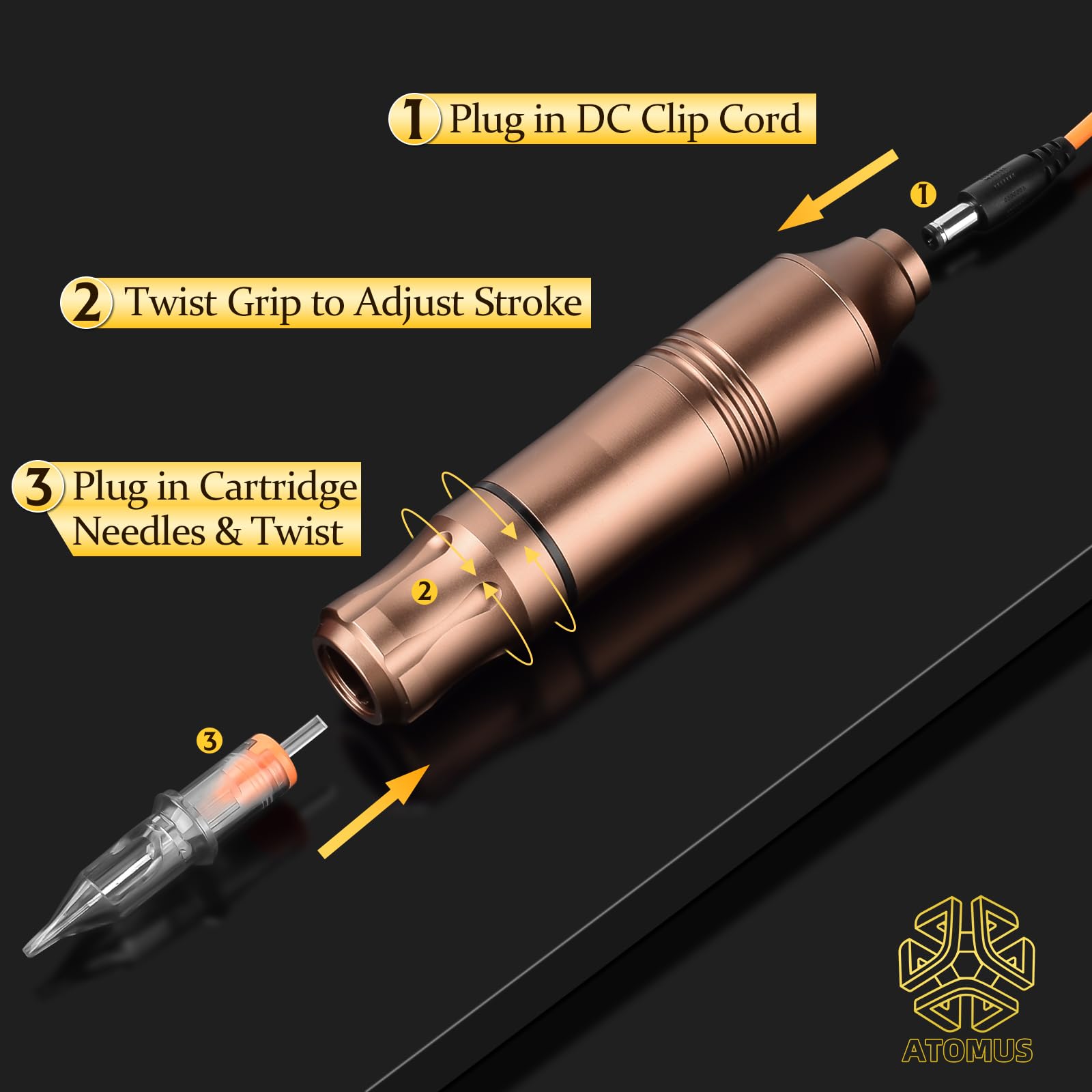 Amazon.co.jp: ATOMUS Rotary Tattoo Machine, Tattoo Pen Style