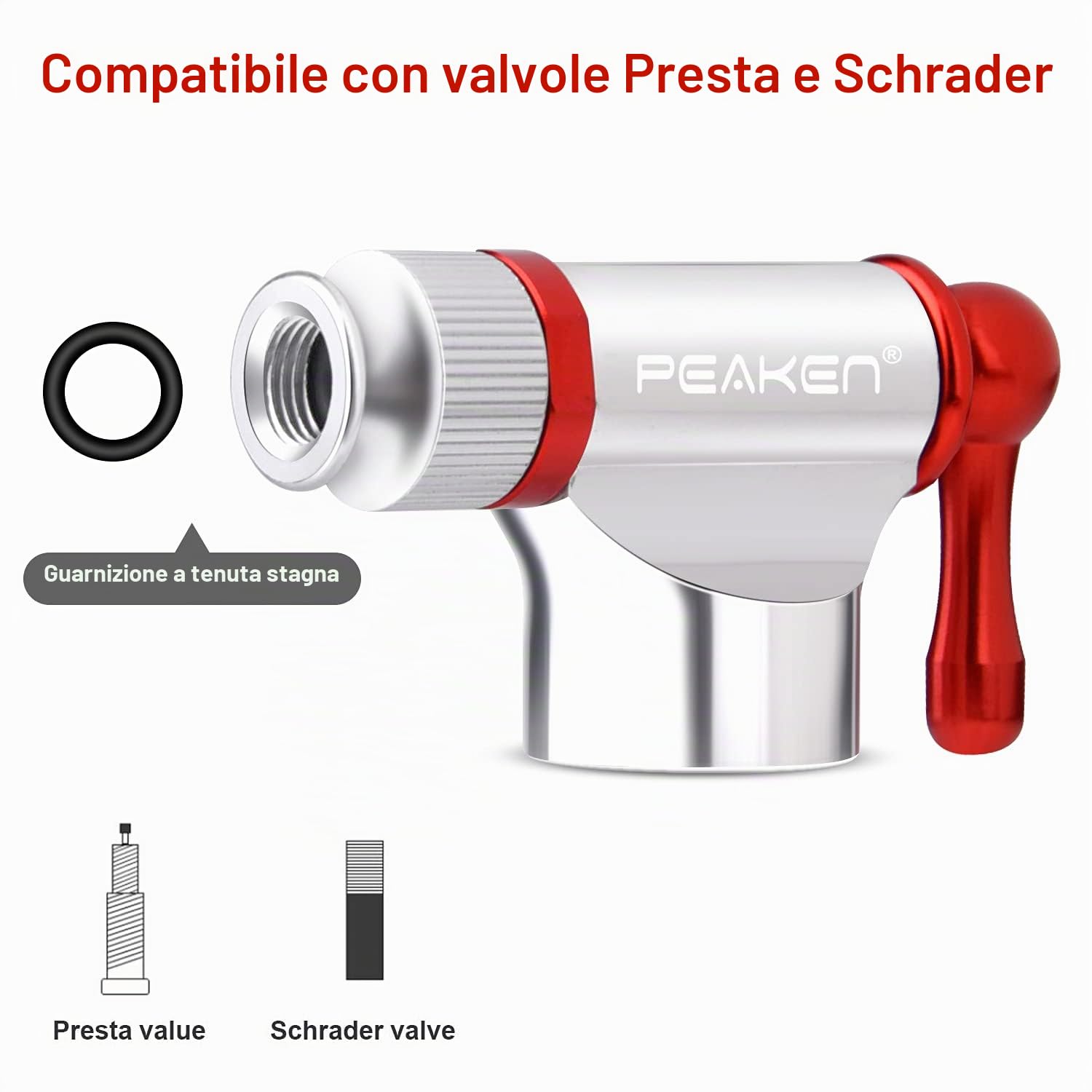 Pompa CO2 Veloce e Leggero Compatibile Presta Schrader per Bici
