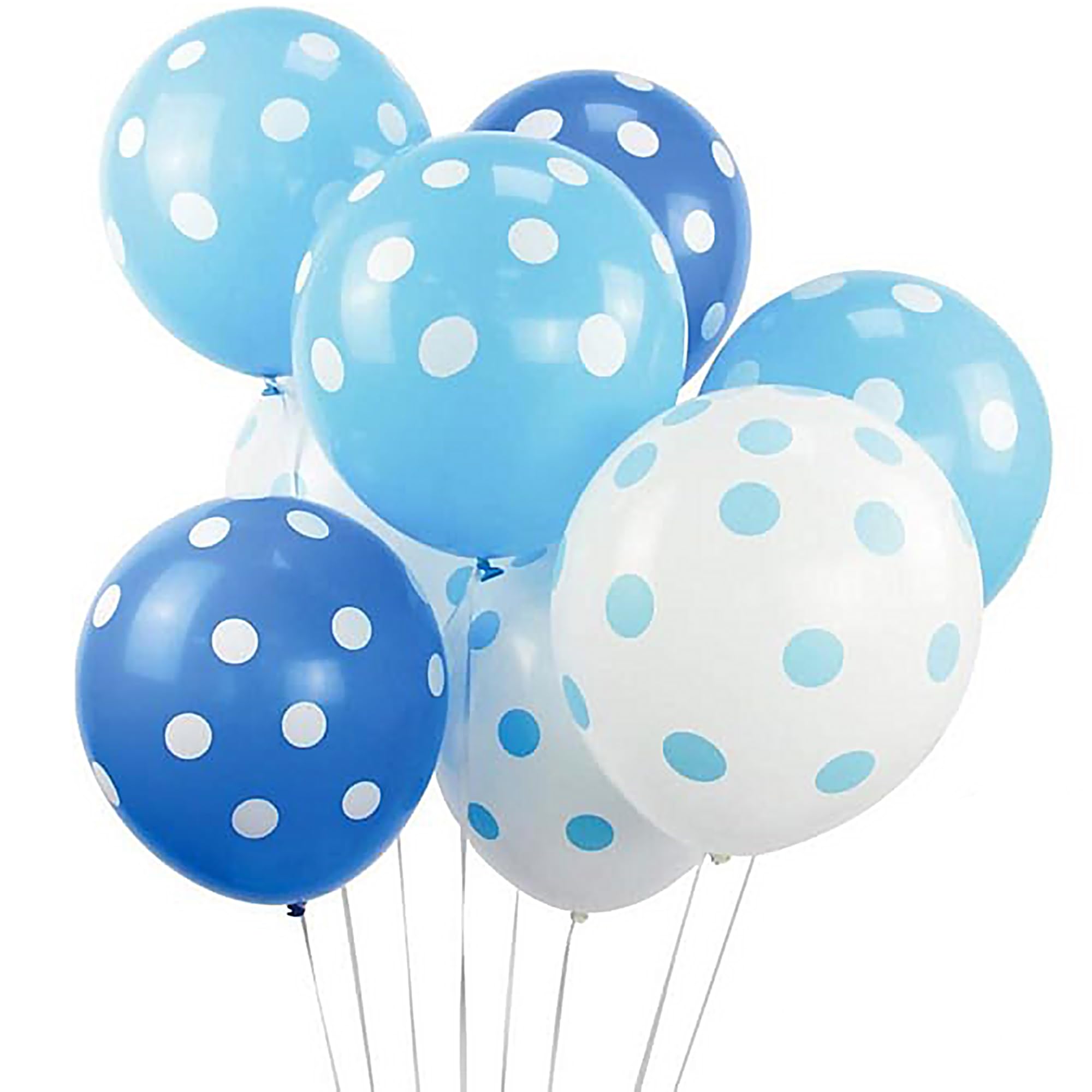 Blue Polka Dot Birthday Balloons - 30 Pack 12 Inch Latex Balloons For Parties & Baby Showers