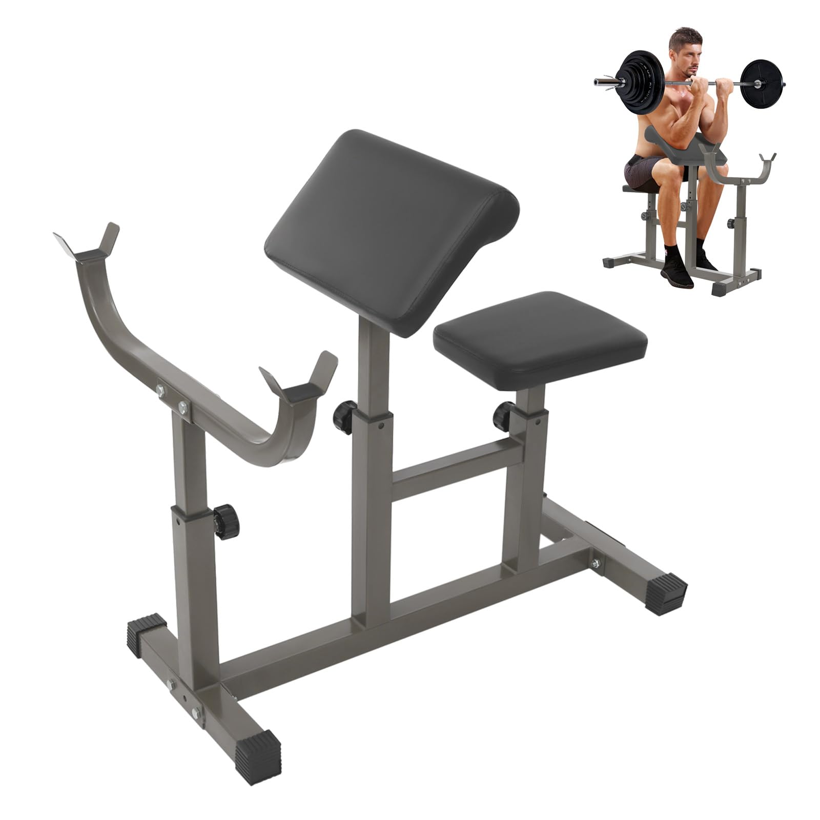 AGULIUM Adjustable Preacher Curl Bench, 661LBS Arm Preacher Curl Weight Station, Seated Strength Training Biceps Bench, Bicep Tricep Curl Machine Home Gym Fitness Equipment