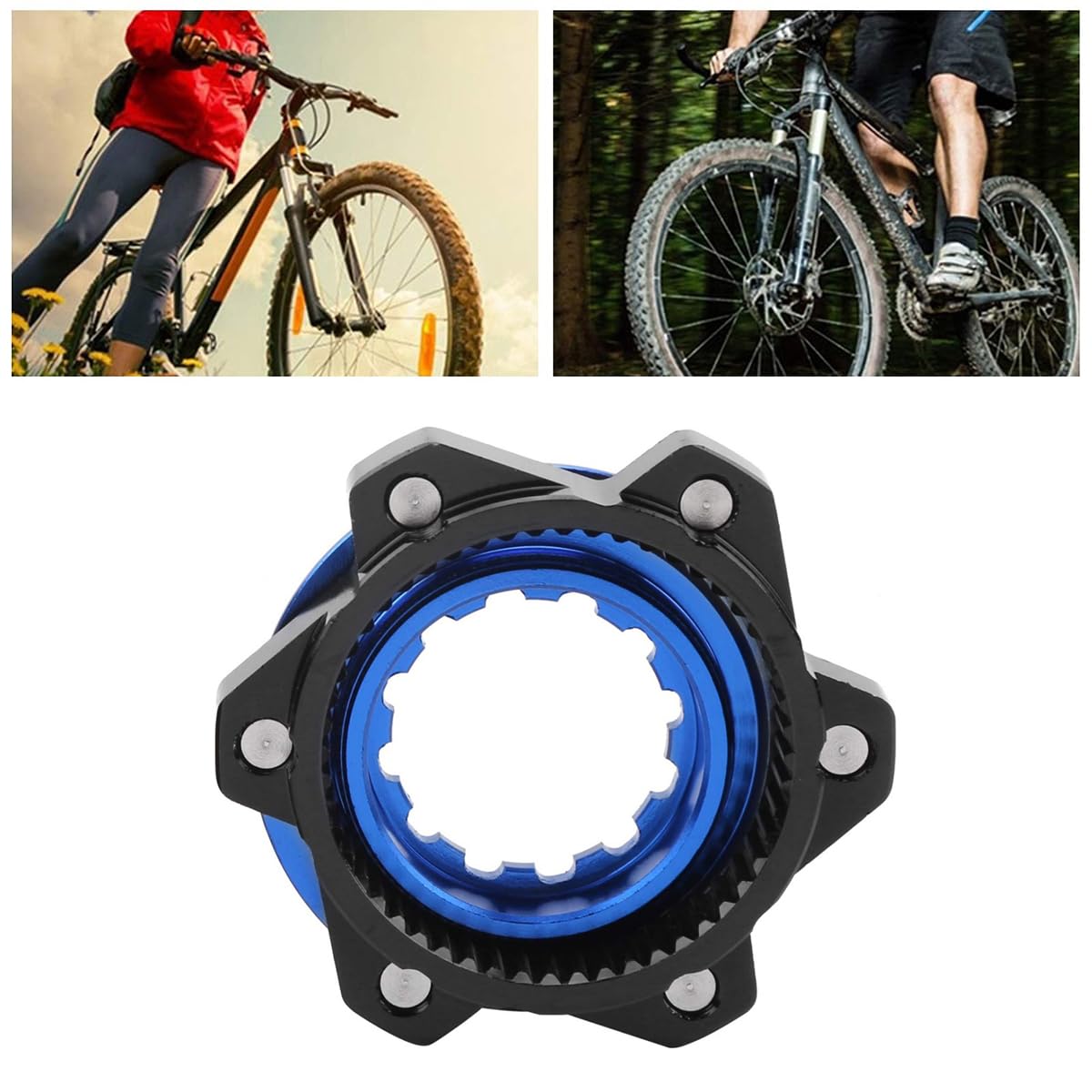 Teron Adapter centralnej blokady, adapter wirnika hamulca tarczowego, do przebudowy piast Center Lock na 44 mm, odstęp między śrubami, 6 wirników śrubowych (niebieski)
