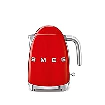 Smeg, Bollitore Elettrico KLF03RDEU 1,7 L, Filtro Anticalcare Lavabile, Autospegnimento di Sicurezza, Indicatore Livello di Acqua, Base Antiscivolo e Avvolgicavo Integrato, Potenza 2400W, Rosso