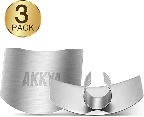 Miniatura 2 de Akkya Protectores de dedos para cortar dedos de acero inoxidable para cortar cuchillos, herramienta de cocina, protector de dedos para cortar