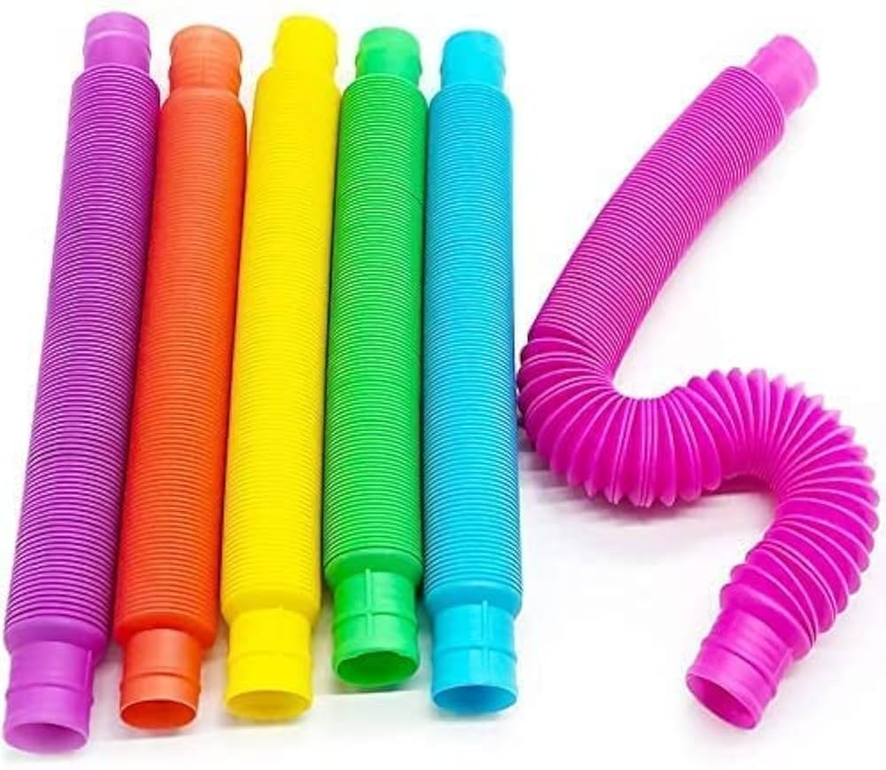 Generic Pop Tubes Fidget Toy, Sensory Tubes, Poppin Pipes for Kids, Stress Relief Stretch Bend Build and Connect Toy, Fidget Toys for Sensory Learning, Colorful Pop Tubes (6)