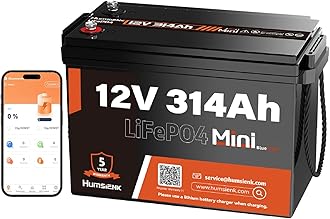 Bluetooth 12V 314Ah LiFePO4 Lithium Battery MINI, Max. 4190Wh Energy, EV A+ Cells, Built-in 100A BMS, 15000 Deep Cycles Battery