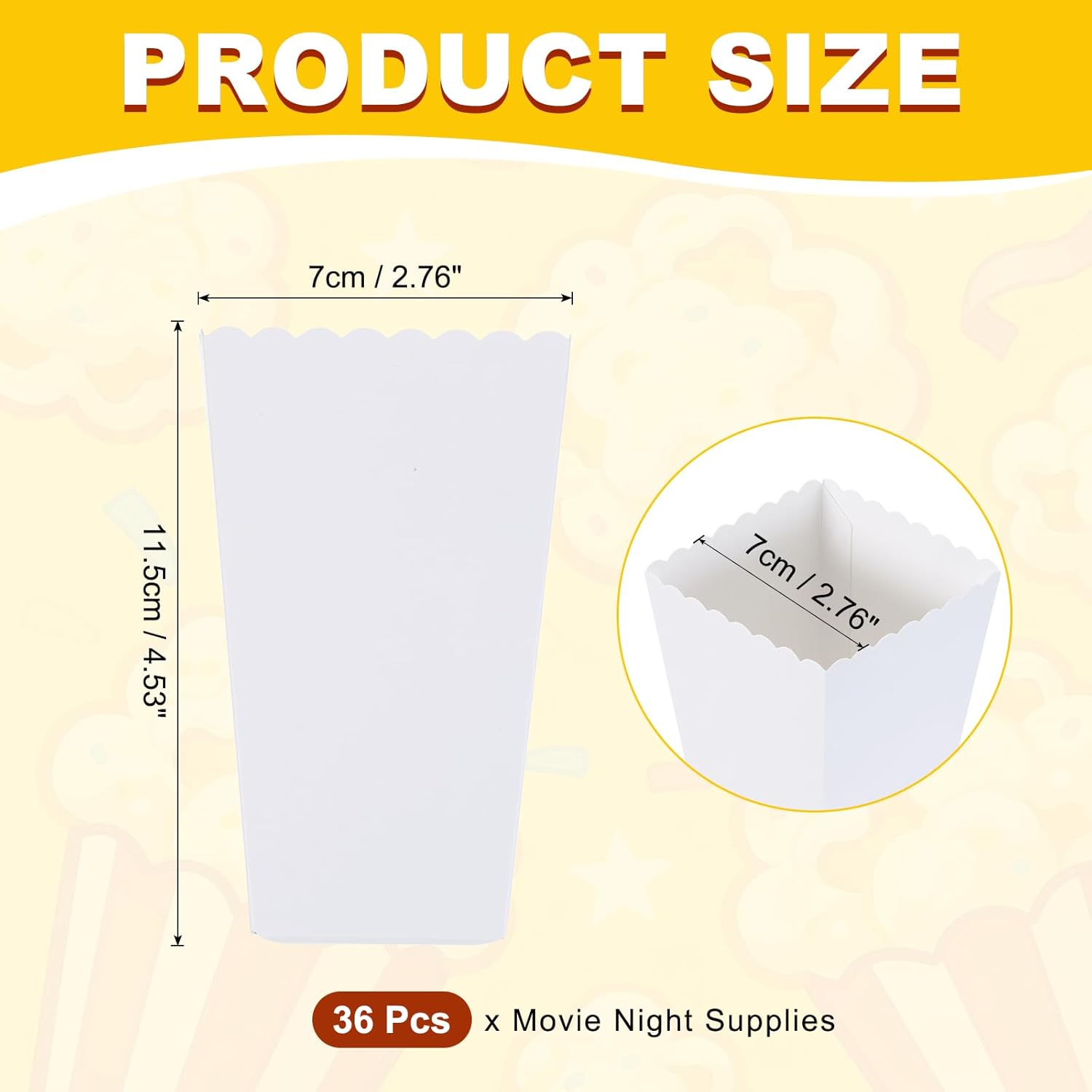 uxcell 36 Pcs Popcorn Boxes, 2.8 Inch Popcorn Containers, Movie Night Supplies Cups Holders for Cinema Carnival Party Families Movie Theater, White