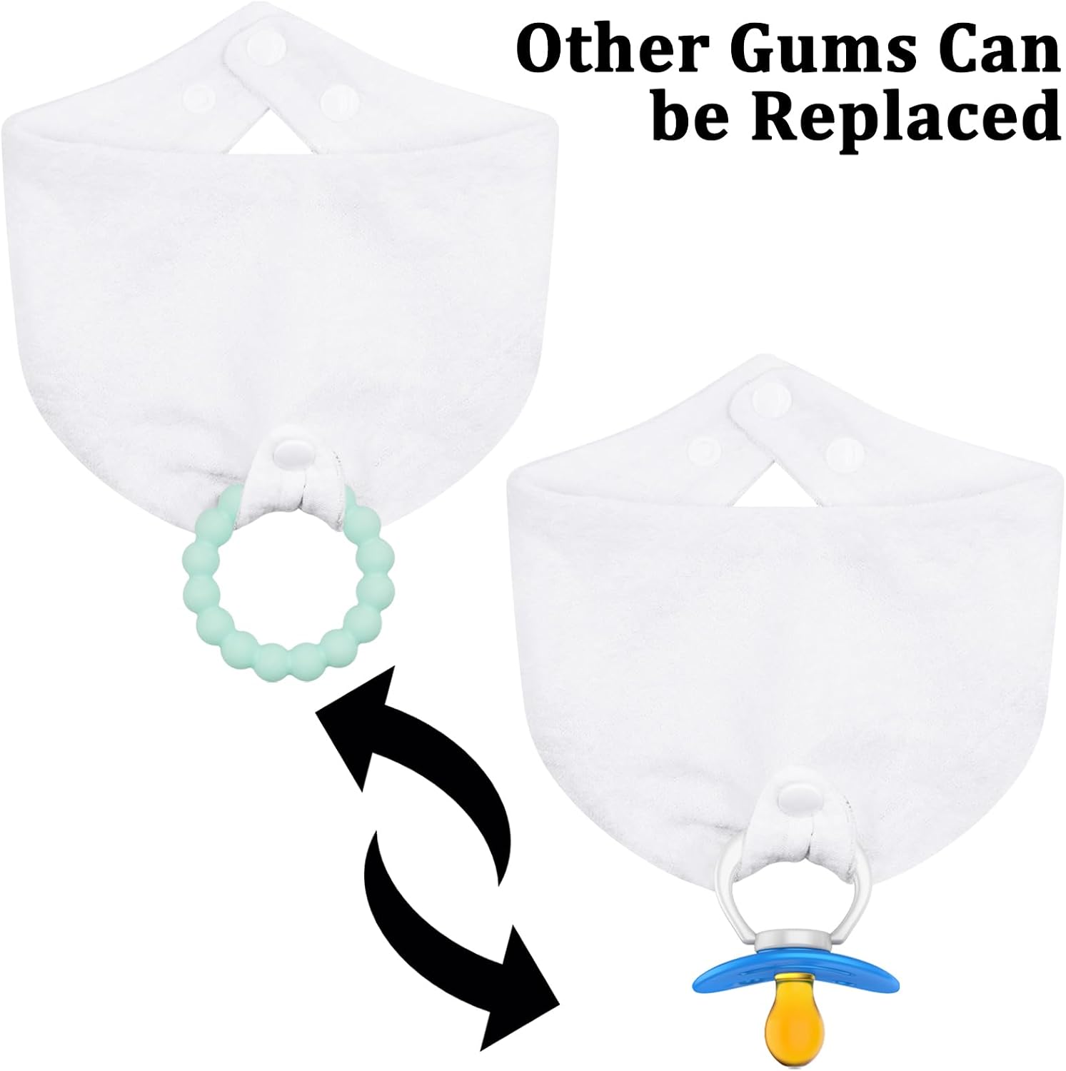 Baby 3-Piece Drool Towel and 2-Piece Teething Kit, 100% Cotton, Including Detachable Snap Fasteners, Soft and Skin Friendly