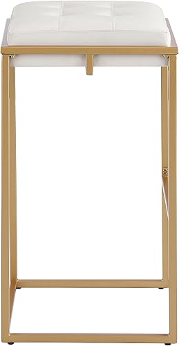 Miniatura 6 de Coaster Home Furnishings Nadia - Taburete cuadrado acolchado (2 unidades), color azul y dorado