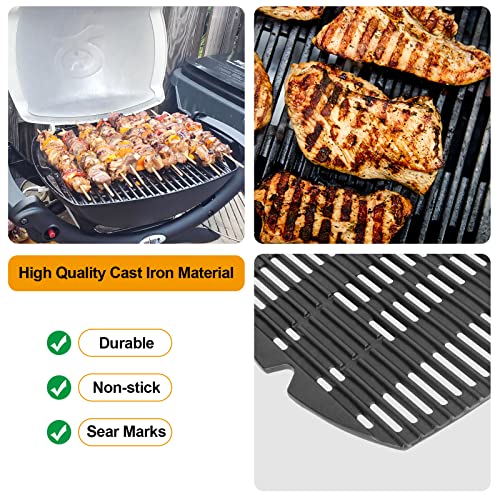 Image of 7583 Full Cooking Grid Grates for Weber Q200, Q220, Q2000, Q2400 Q2000N Q2200N Q2600N+ Q2800N+ Gas Grills, 396000 396001 566001 566002 566014, BBQ Accessories for Char Q, Cast Iron