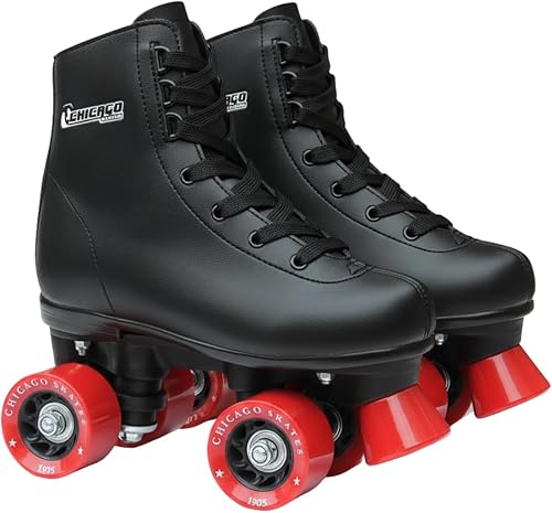 Chicago Rink Roller Skates for Girls & Boys  Durable Top Performance IndoorOutdoor Use Skate Shoes with Padded Ankle Collar, Lace-Up & Velcro Strap