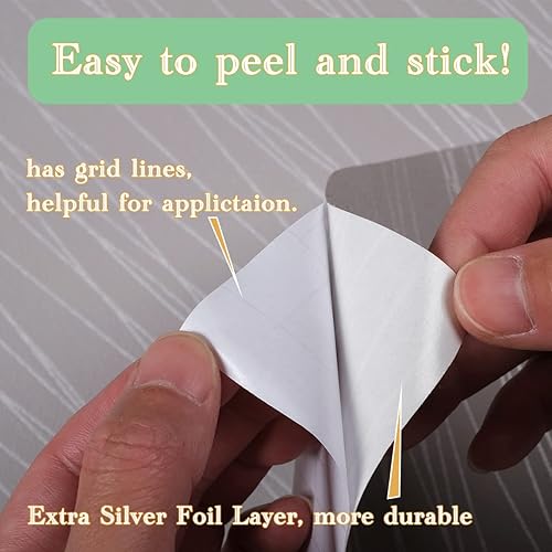 Miniatura 4 de Kmiles Papel tapiz autoadhesivo, largo 20.8 pulgadas de ancho 393 pulgadas por rollo, impresión moderna 3D no tejida en relieve a rayas para sala de