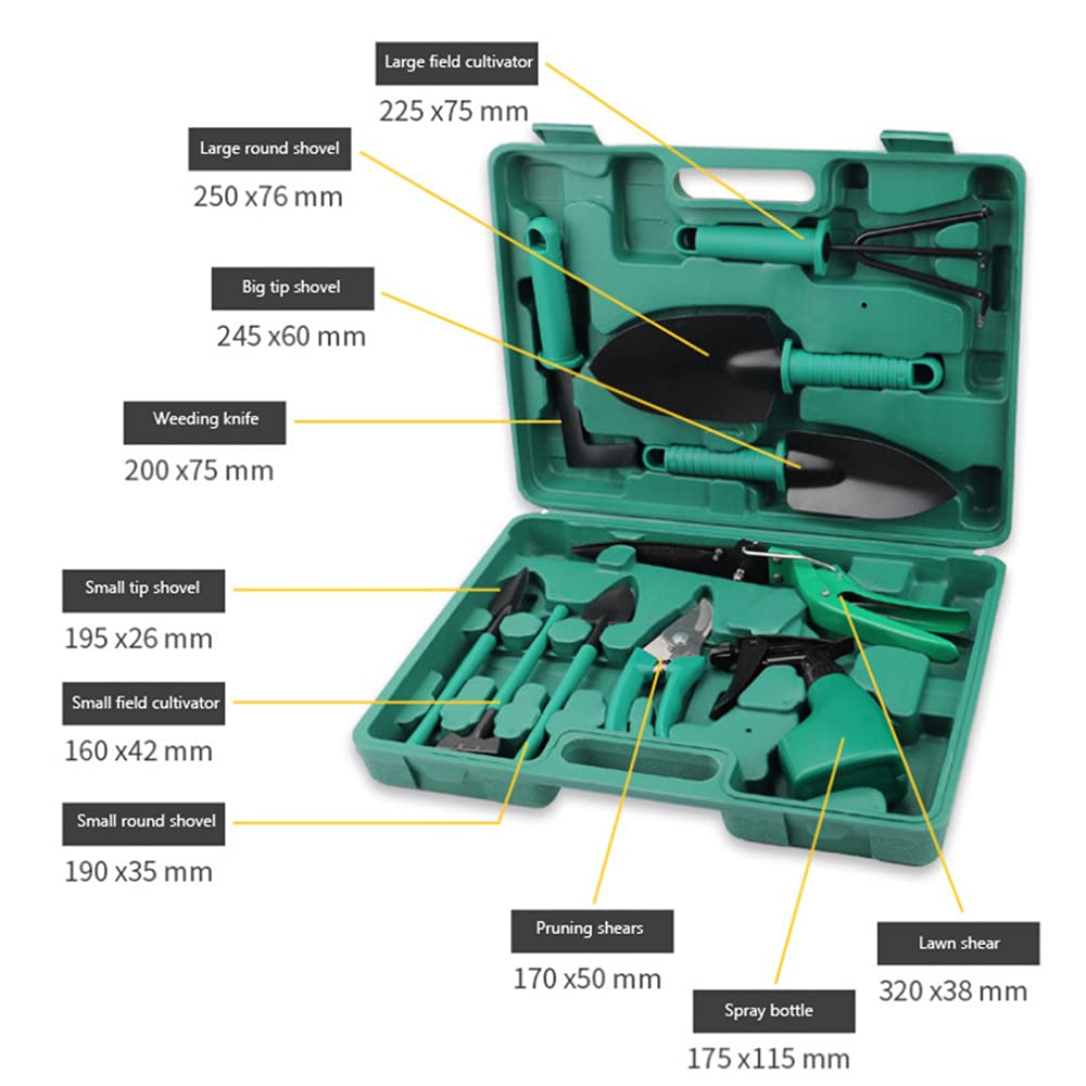 ZXCVB Set di Attrezzi da Giardino,Kit Giardinaggio,per Giardinaggio Resistente Impugnatura Ergonomica,Set di 10 Attrezzi da Giardino,per Donne/Uomini/giardinieri/Lavoro Genitore-Figlio