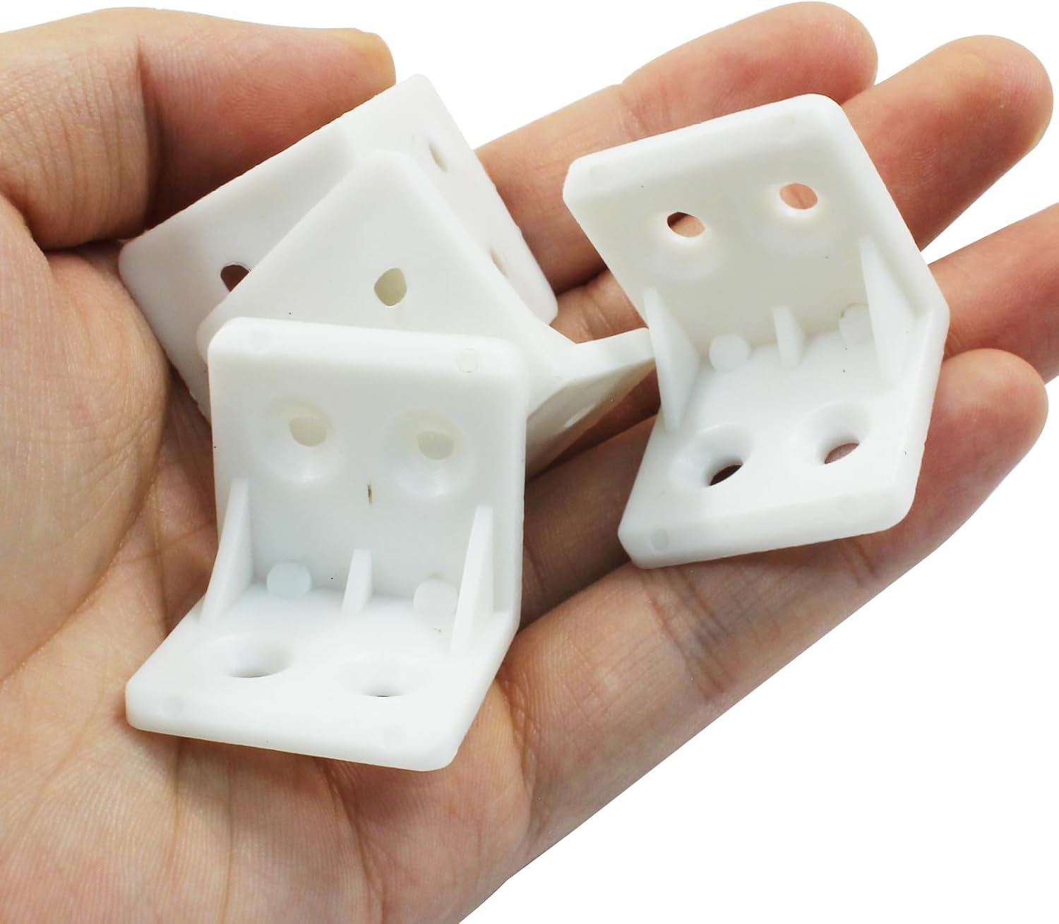 20 Pcs Plastic Corner Bracket White Corner Brace Furniture Angle Bracket, Board Holder for Cabinet Chair Box(L Shape)