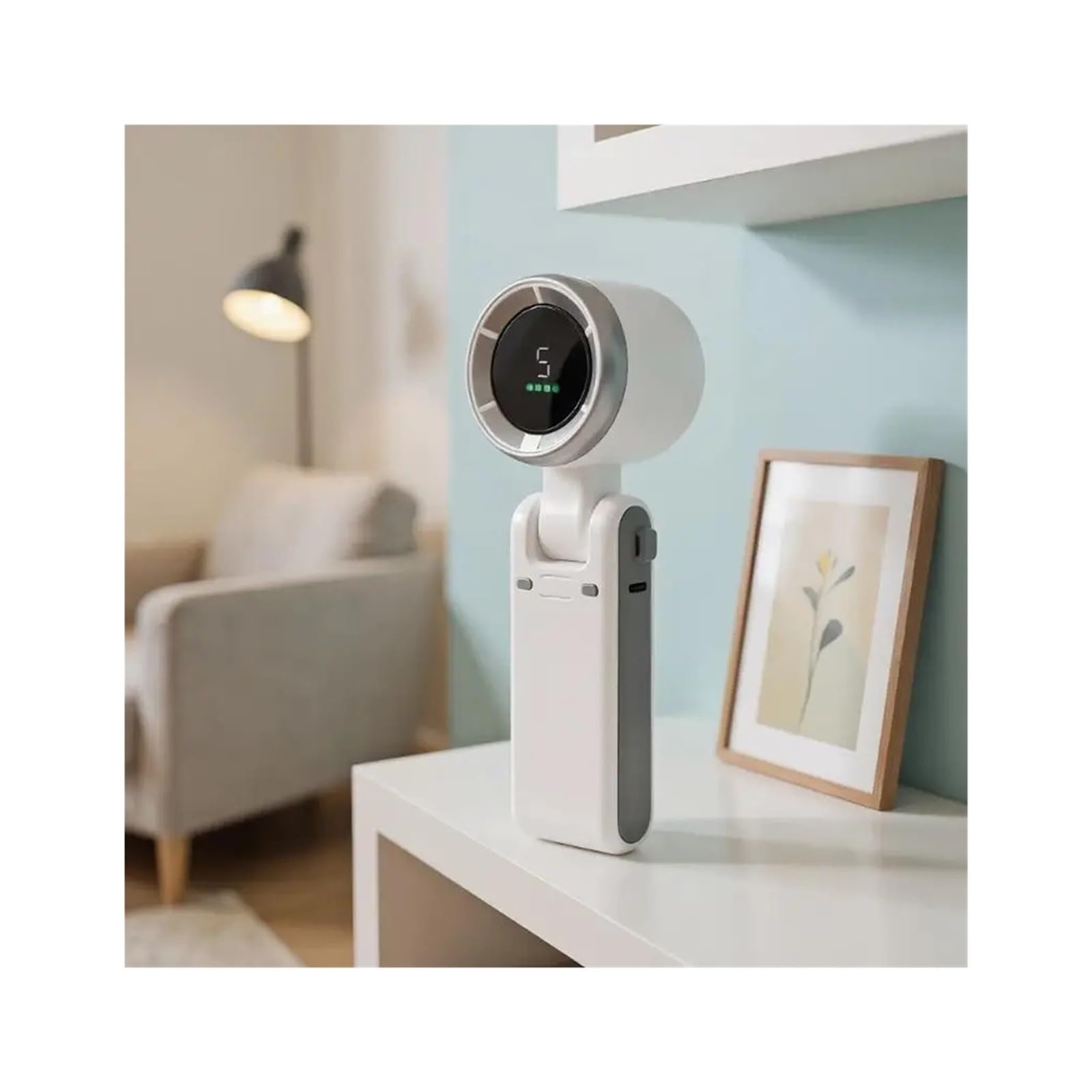 Generico Ventilatore portatile 3 in 1 for viaggi e ufficio | Ricaricabile tramite USB, 3600 mAh, portatile/da tavolo, compatto, flusso d'aria potente(White)