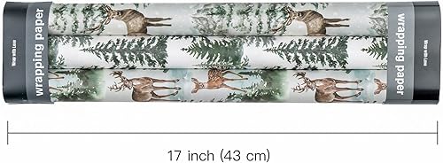 Miniatura 3 de WRAPAHOLIC Rollo de papel kraft de regalo de Navidad, mini rollo, 3 rollos, 17 x 120 pulgadas por rollo, letras rojas y blancas de Feliz Navidad,