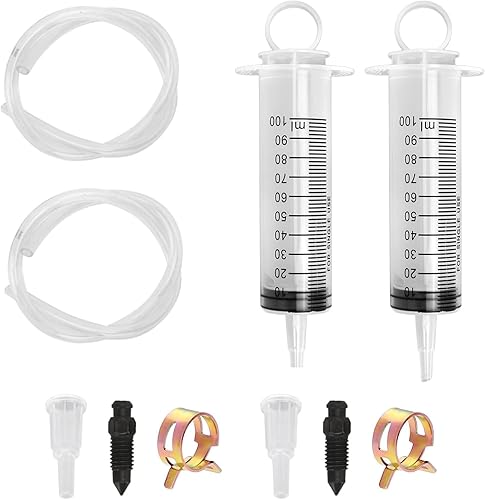 2 Pack Motorcycle Reverse Brake Bleeder Kit, Hydraulic Disc Clutch Bleeding Kit 100ML 20.87in Hose Oil Fluid&Brake Bleeder Hose for Hydraulic System