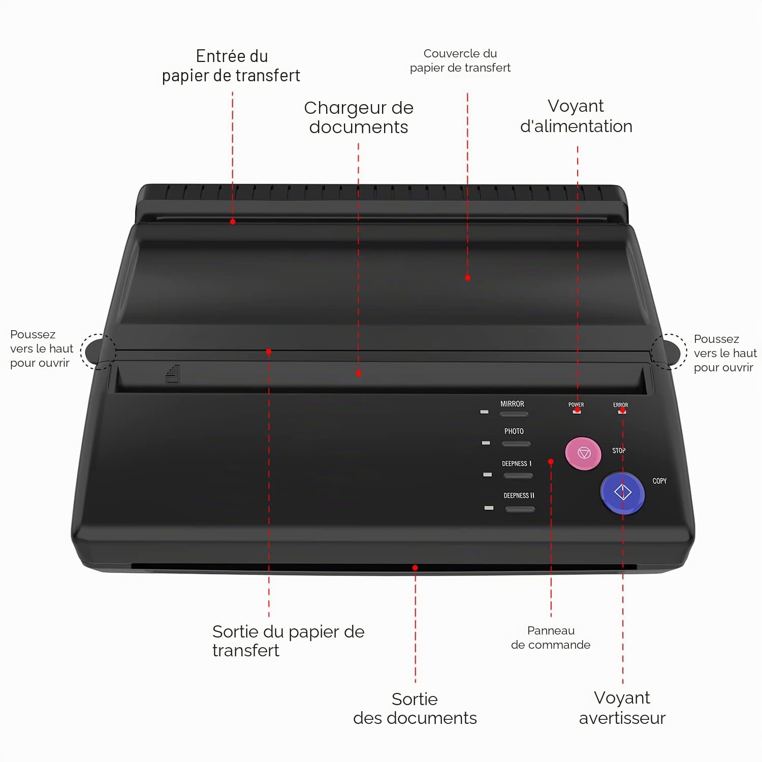 TATELF Thermocopieur Tatouage Professionnel - Machine de Transfert Thermique pour Stencils Tattoo A4