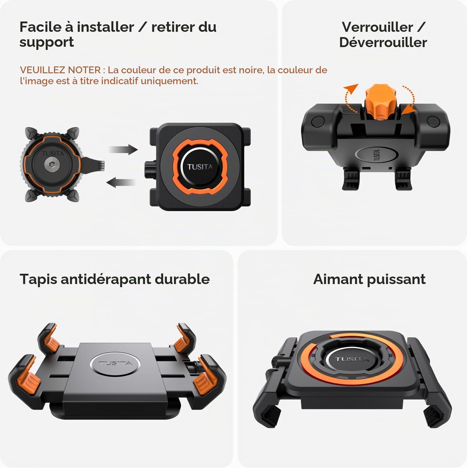 TUSITA Kit de Support pour Téléphone de Vélo - Twist Lock Stem Téléphone Support de Guidon et Adaptateur Universel à Pince