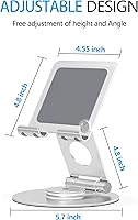 Vista 5 de Swivel Tablet Stand, Aluminum Portable 360°Rotating Adjustable Tablet Holder for All 4-12.9’’ iPad Surface Samsung Phone Tablet Kindle E-Reader and
