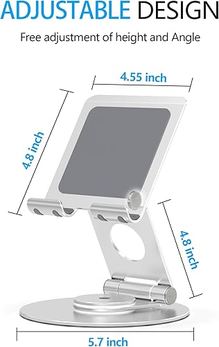 Miniatura 5 de Soporte giratorio para tableta, soporte portátil de aluminio giratorio de 360 para todas las superficies de iPad de 4 a 12.9 pulgadas, Samsung,