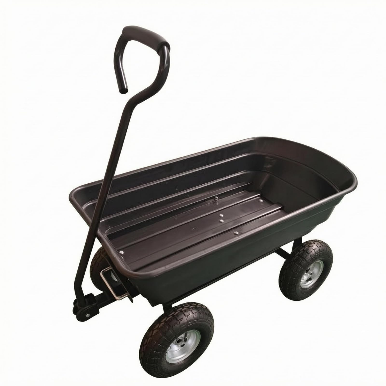 Carrello da Giardino a 4 Ruote Perni Delle Ruote Metallici Carrello con Vasca Aperta Resistente per Cortile, Tc1002-1