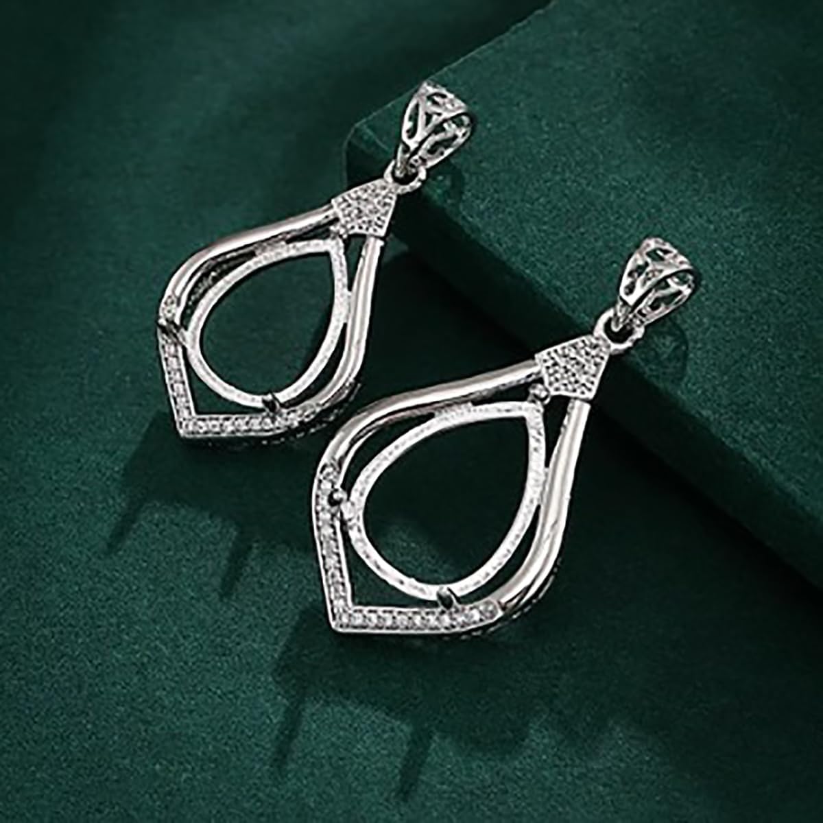 925 Sterling Silver Teardrop Bezel Pendant Blanks Cabochon Base Pendant Tray Settings DIY Handmade Jewelry Making Crafts