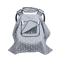 Vista 2 de Fundas de asiento de automóvil para bebés, funda de lactancia 2 en 1 y toldo para asiento de automóvil con 3 opciones de apertura neta, funda