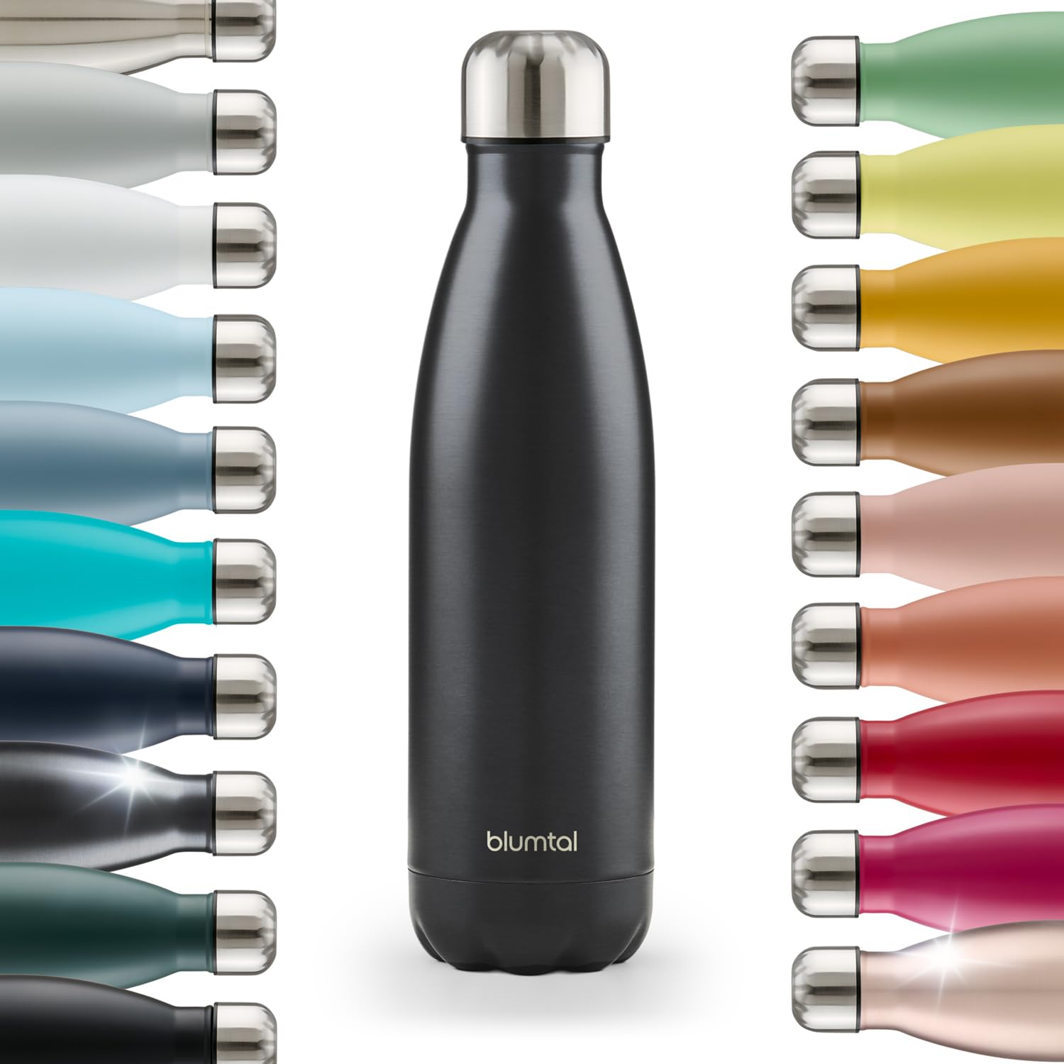 Blumtal Trinkflasche 750 ml Edelstahl - auslaufsichere Isolierflasche - BPA-freie Trinkflasche kalt & warm - doppelwandige Insulated Bottle - rostbeständige Isolierflasche Metall Schwarz