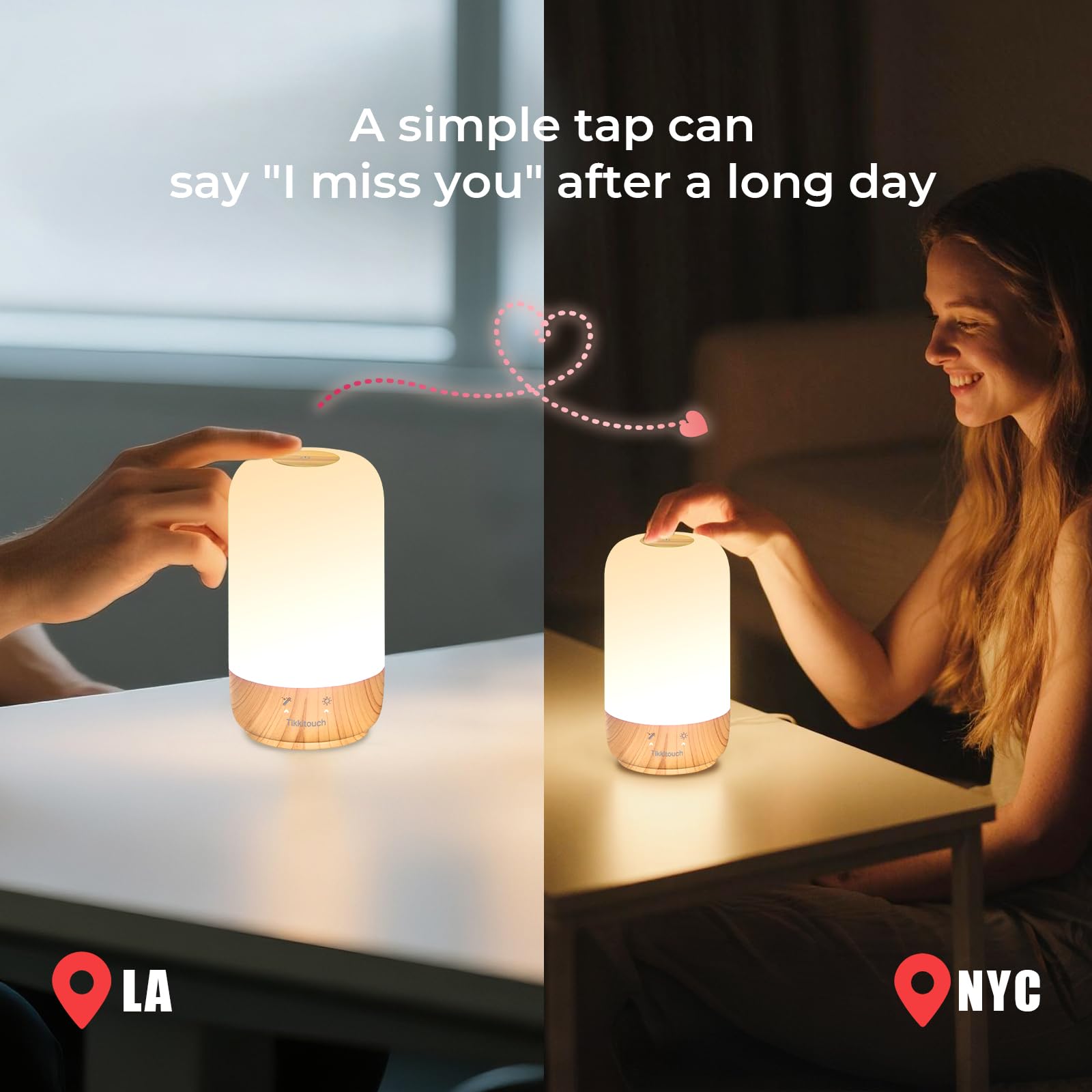 Tikkitouch Long Distance Lamp Set of 2 WiFi Touch Lamp Long Distance Relationship Gift for Couples, Mom, Friends & Family
