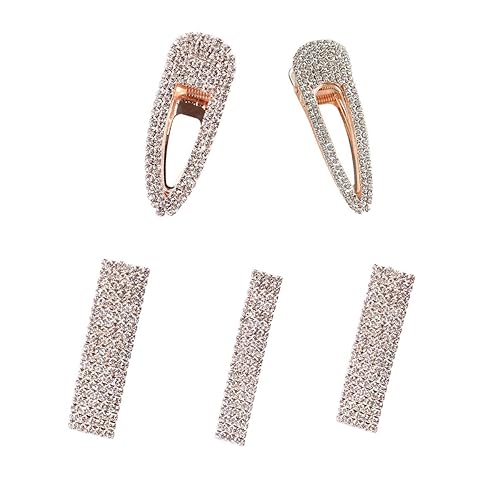 Vpang 5 pinzas para el cabello con diamantes de imitación brillantes, horquillas para el cabello, pinzas para el cabello con pico de pato y