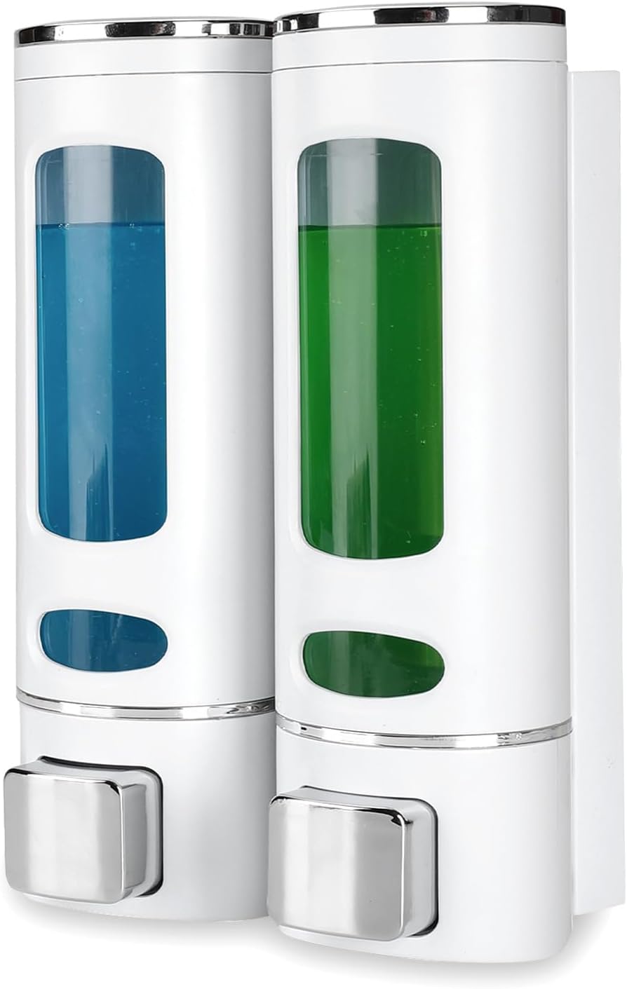 Nellyke Shampoo Dispensers for Shower Wall Mounted Soap Dispenser 2 Chambers