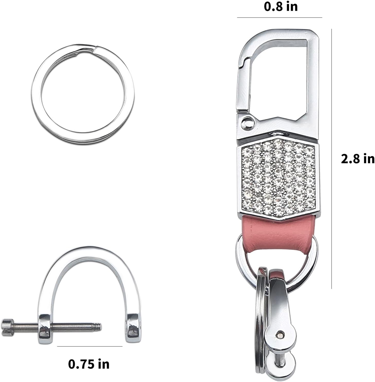 Key Chain Ring Clip Zircon Crystal shiny key hanger, Car keychain for men and women