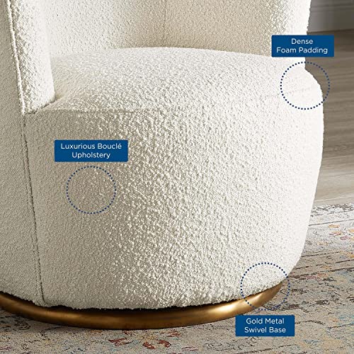 Sillón giratorio bouclé blanco miniatura 6