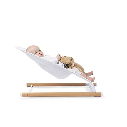 Miniatura 6 de Childhome Evolux - Bouncer, tumbona portátil para bebé con madera de haya natural, silla de bebé ligera, malla transpirable que se adapta al cuerpo